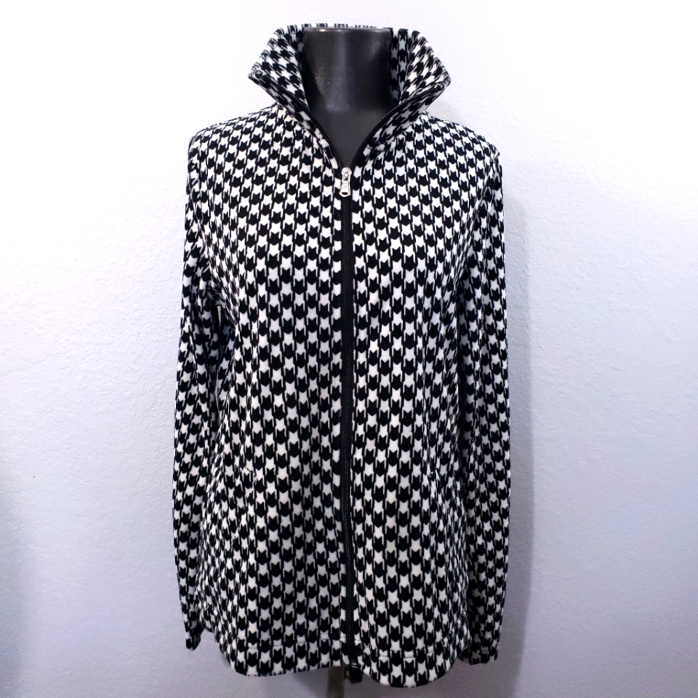Kim Rogers Lightweight Cotton/Poly Blend Houndstooth Jacket (S)